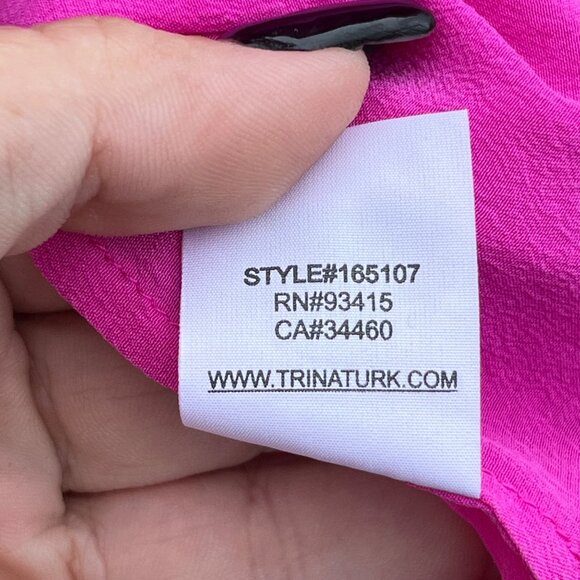 Trina Turk 100% Silk Pink Balloon Sleeve Tunic Top Size L - Picture 5 of 7